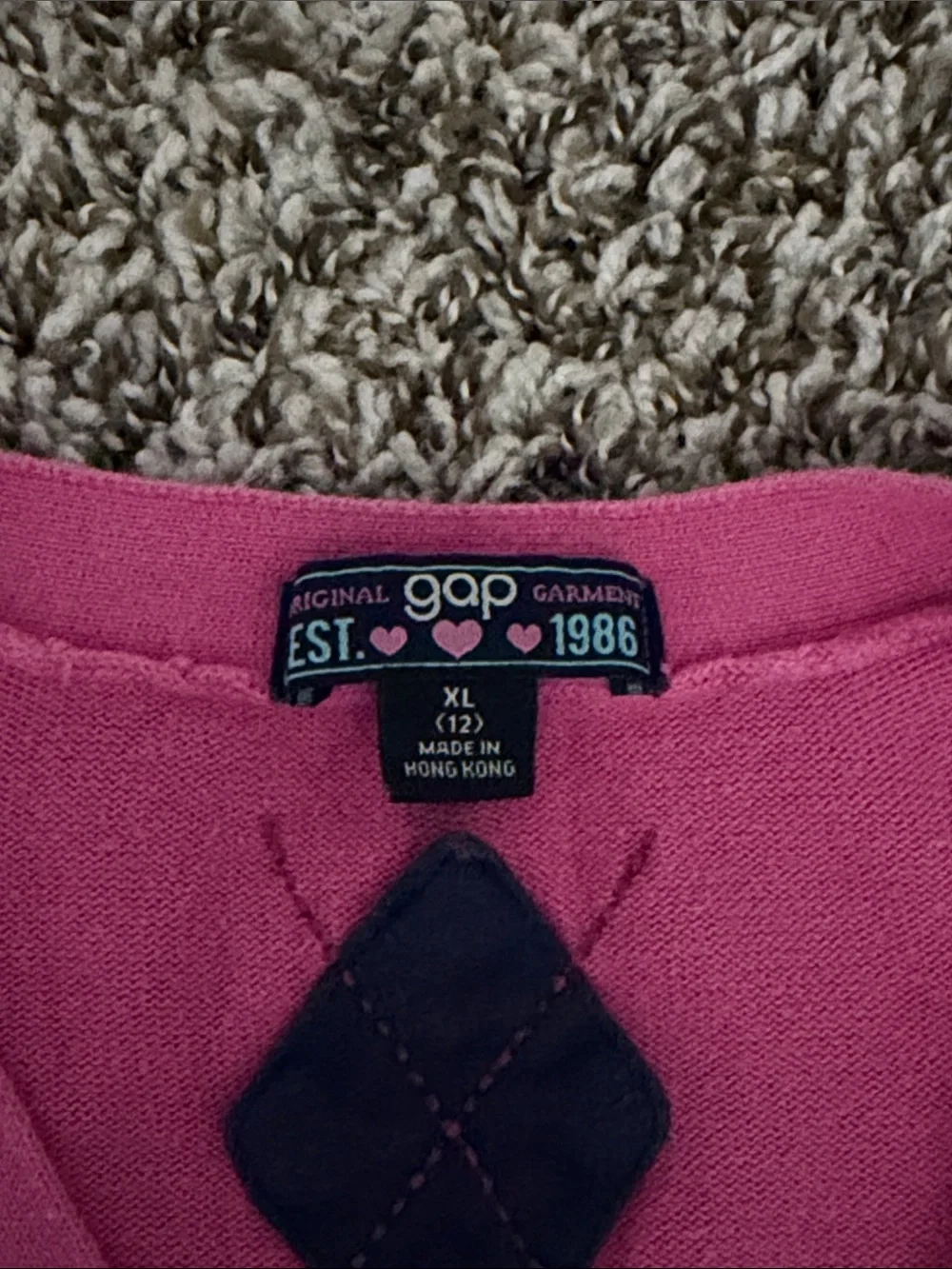 GAP GIRL's Argyle Short Cardigan Pink Sweater